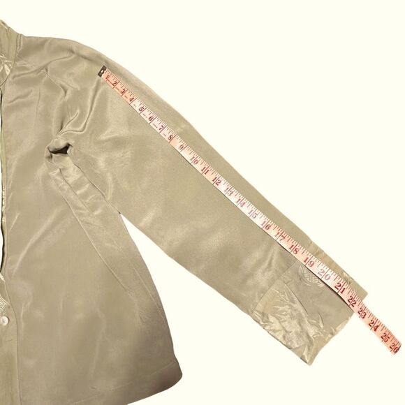 Simone Chin Chin Pale Green Mandarin Collar Blouse Size Medium - Picture 5 of 12